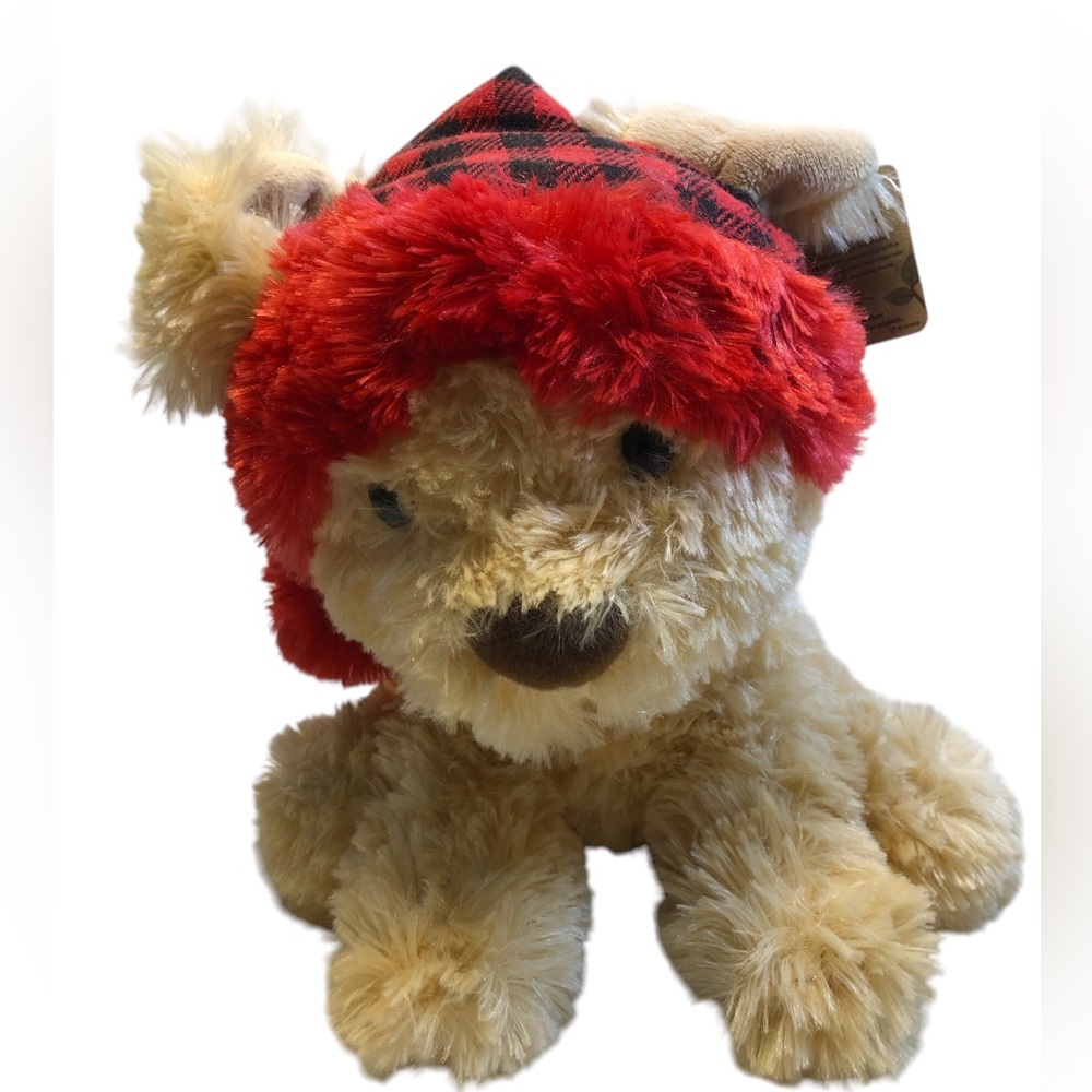 Aurora World Goldie Doggy Plush With Plaid Winter Beanie Stuffed Animal - NWT
